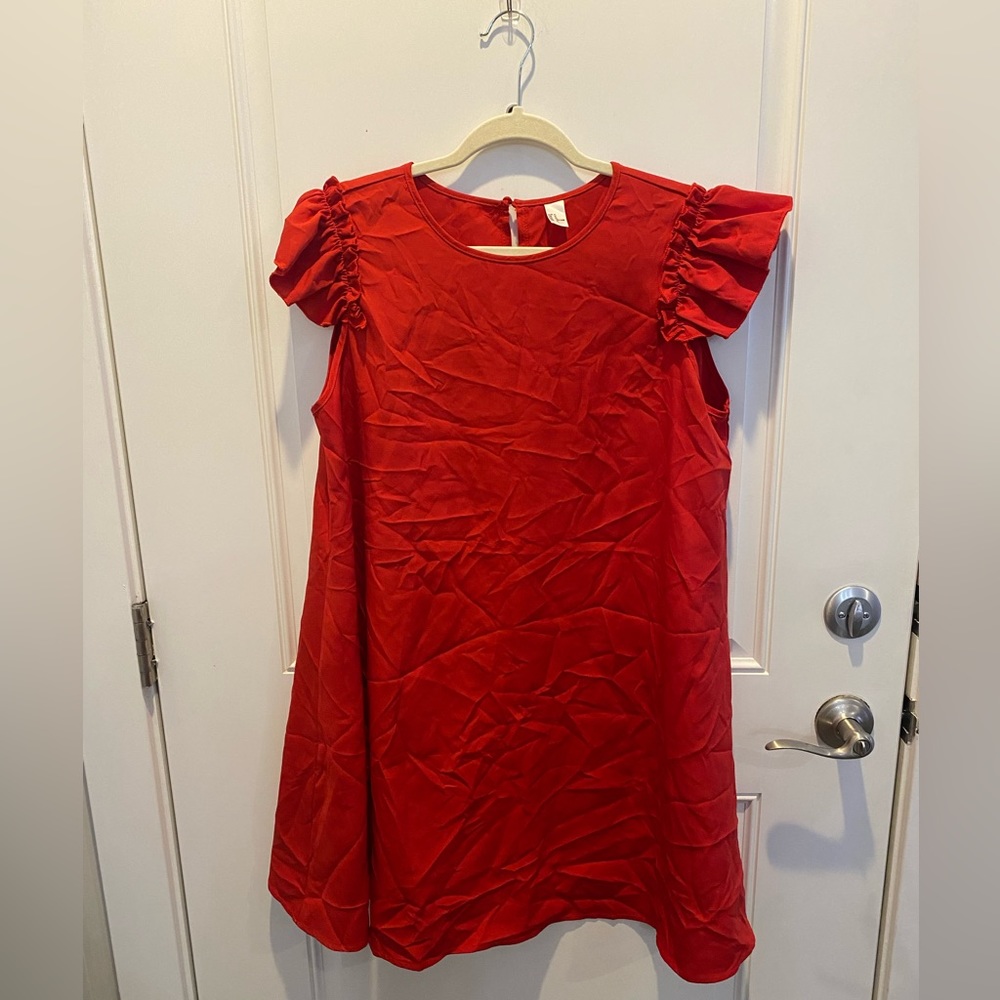 Flutter sleeve dress red